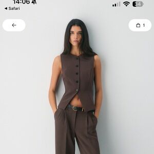 BNWT aritzia Wilfred Regal Vest - Rich Mocha Brown 6